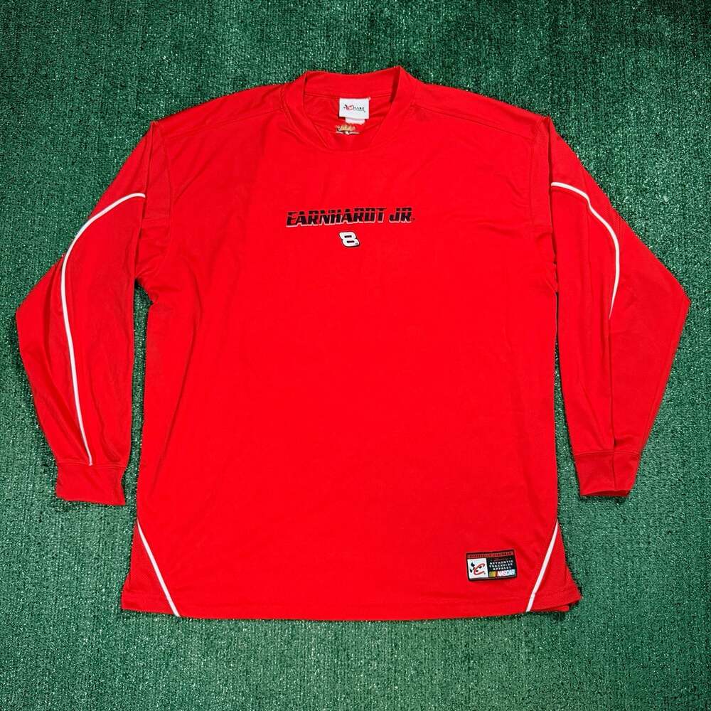 Mens Chase Authentics Nacar Dale Earnhardt Jr Red Long Sleeve Pullover Shirt XXL